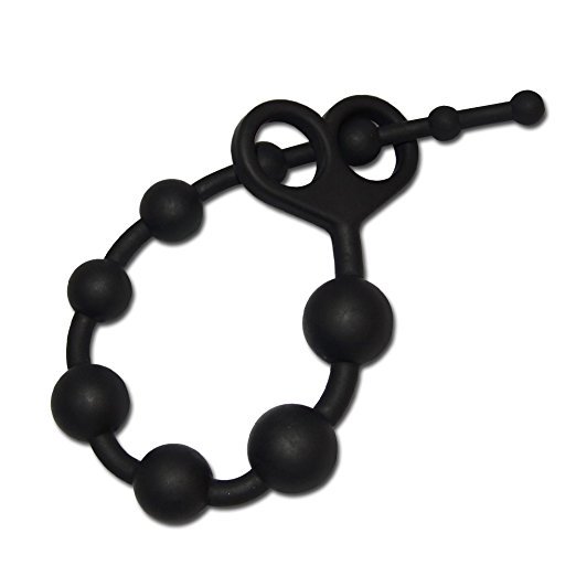 cob Silicone Anal Beads with Safe Pull Ring Anal Plug in Black