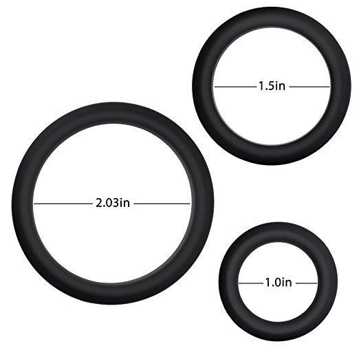 cob 3 Cock Ring Set Soft Silicone Penis Ring Set for Erection Enhancing 3 Different Sizes for Male (Black)