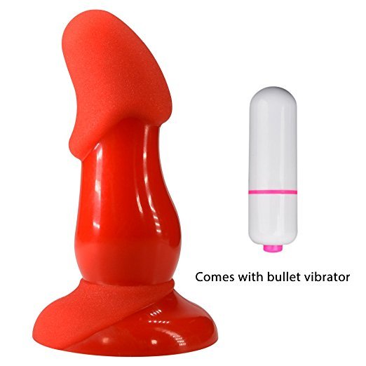 cob 3.7  Butt Plug Silicone Vibrating Anal Plug for Men or Women G-spot Vibrator (Red)
