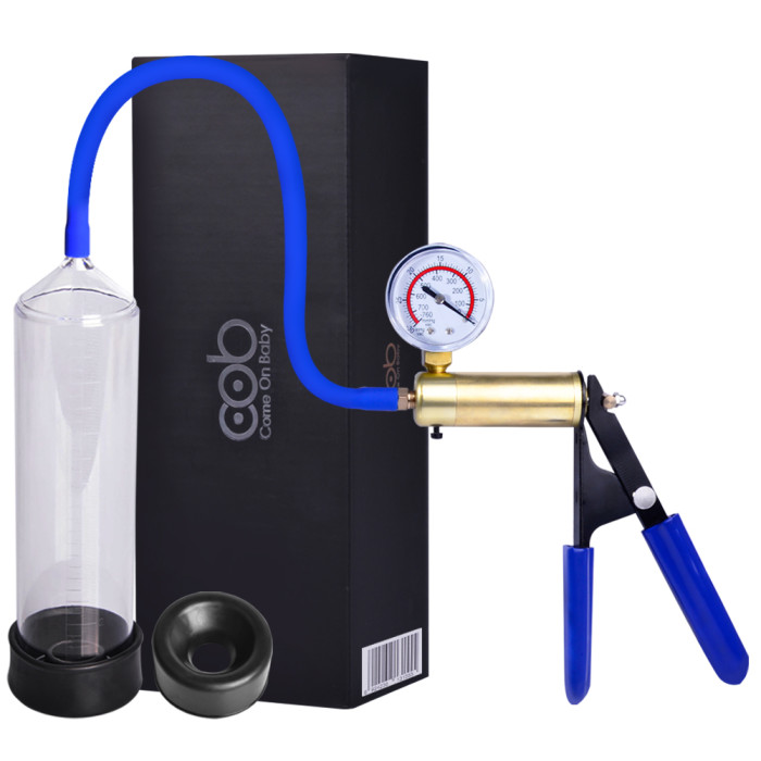 cob Male Manual Vacuum Penis Pump with Gauge + 2 Sleeves