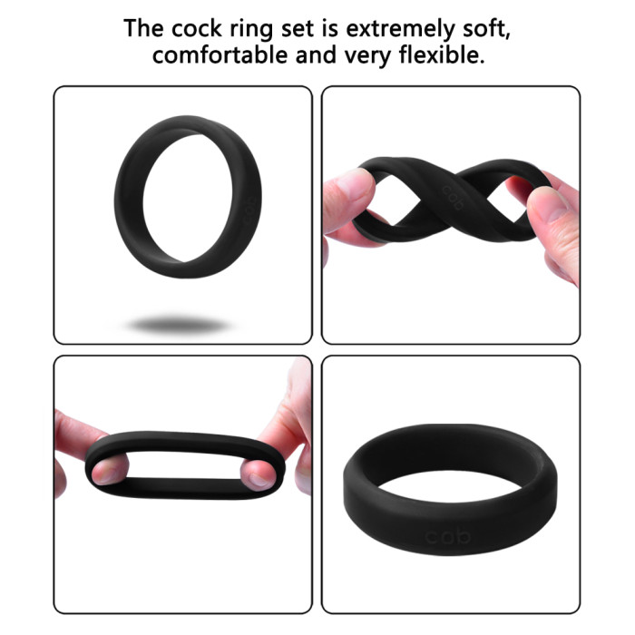 Cob 6 Pack Silicone Cock Ring Set, Erection Enhancing Penis Ring