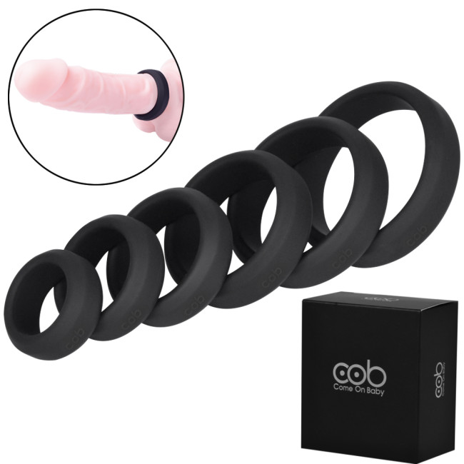 Cob 6 Pack Silicone Cock Ring Set, Erection Enhancing Penis Ring