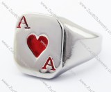 Stainless Steel Poker Red A Ring -JR330077