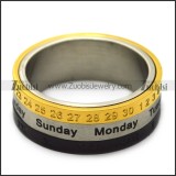 roman numerals date and week spinner ring r005374
