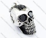Black Rhinestone Eye Stainless Steel Skull pendant - JP300023