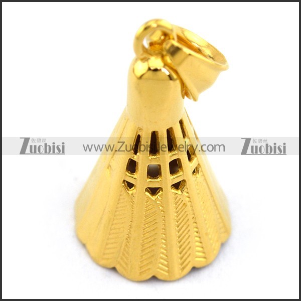Stainless Steel Shuttlecock Pendant in 24K Plating p003373