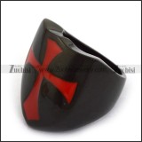 Red Enamel Cross Stainless Steel Black Casting Ring r003854
