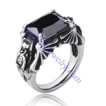 Punk Style Dragon Ring with Dark Black Facted Square Stone -JR350007