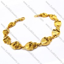 10 Yellow Gold Plating Stainless Steel Skull Bracelet with Lobster Clasp JB170099