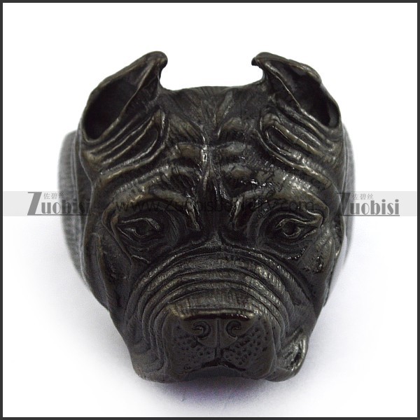 Black Stainless Steel Wild Boar Ring r003883