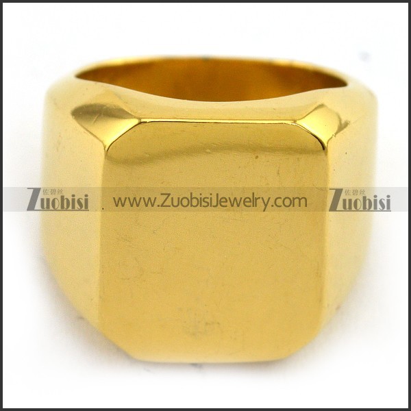 24K Gold Plating Casting Ring with Big Smooth Face r003702