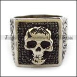 Carbon Black Rhinestones Skull Ring for Ladies r003924