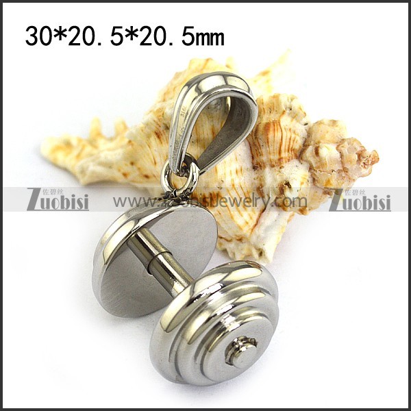 High Polishing Stainless Steel Dumbbell Pendant for Gym Rat p004457