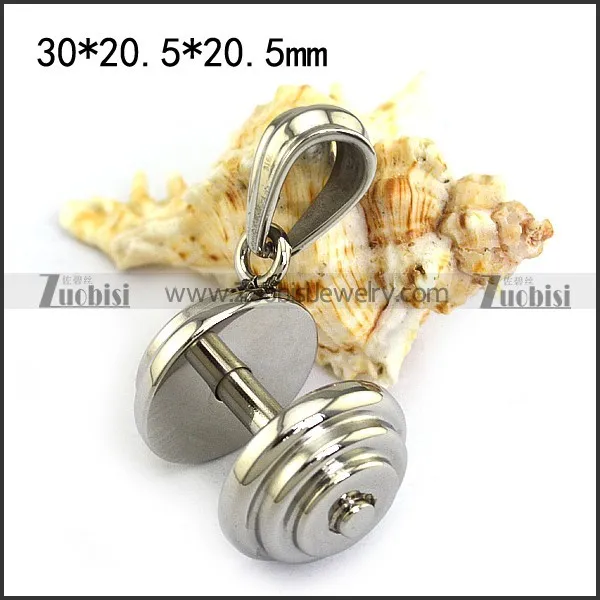 High Polishing Stainless Steel Dumbbell Pendant for Gym Rat p004457
