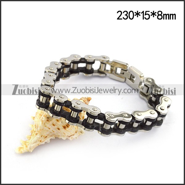 15mm Black and Silver Bicycle Chain Bracelet b004825