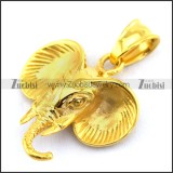 Stainless Steel Elephant Head Pendant in Gold Finishing p003387