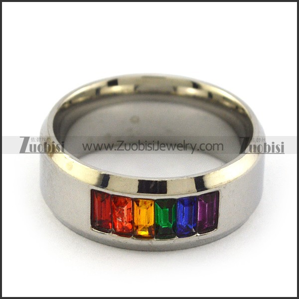 Stainless Steel Rainbow Gay Pride Band Ring LGBT r003958