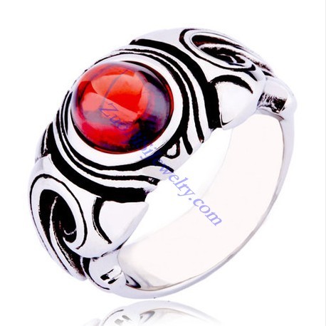 Red Stone Stainless Steel Ring -JR350254