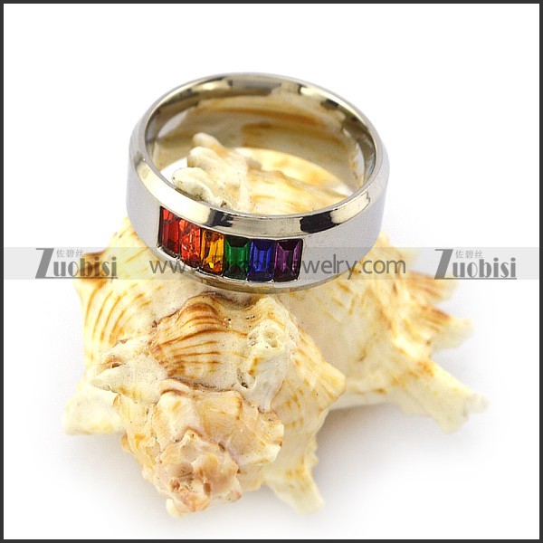 Stainless Steel Rainbow Gay Pride Band Ring LGBT r003958