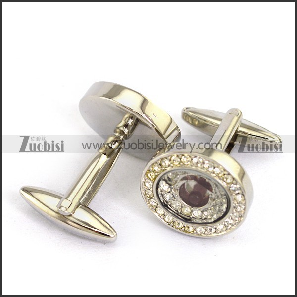 Clear Rhinestone Cooper Cufflinks c000057