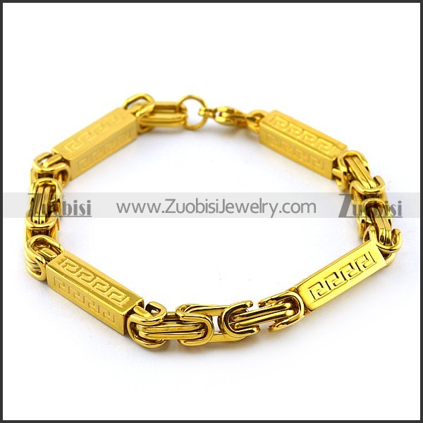 gold plating great wall theme stainless steel bracelet b001560