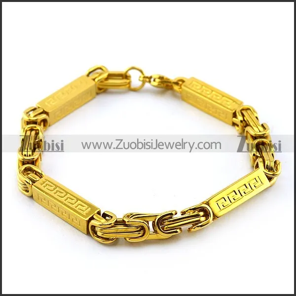 gold plating great wall theme stainless steel bracelet b001560