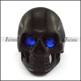 Dark Blue Rhinestones Eyes Black Skull Ring r004297