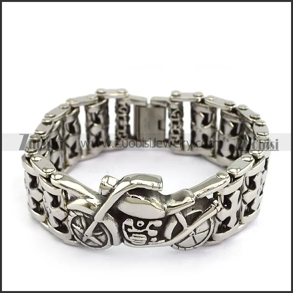 Unique Casting Cross Bracelet with a 3D Motorcycle b004858