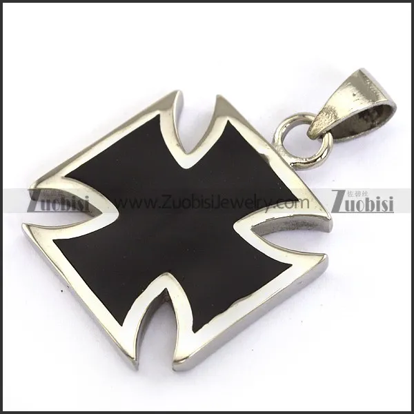 4CM Black Epoxy Stainless Steel Cross Pendant p003953