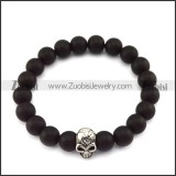 20 Black Beads with 8mm Diameter and One SS Metal Skull Bead b005939