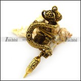 Vintage Gold Stainless Steel Tattoo Pendant p004810