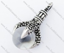 Stainless Steel Dragon Claw a Clear Bead Pendant - JP170197