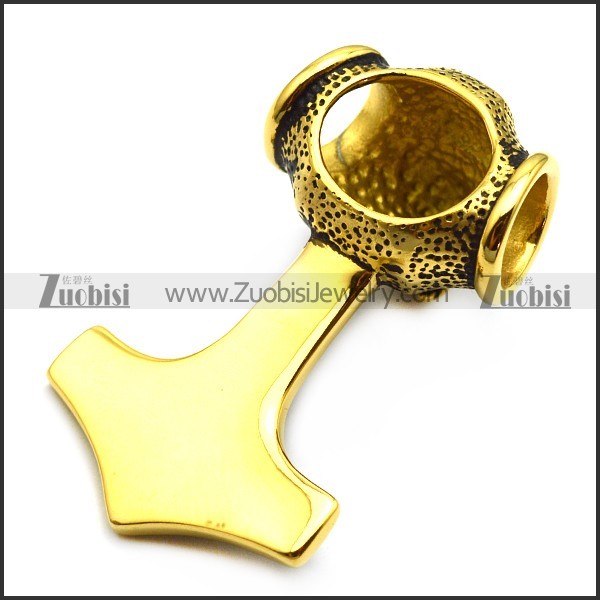 53MM Long Vintage Gold Solid Viking Lion Head Pendant p007017