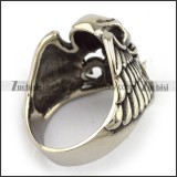 wing skull ring with red eye crystals r001606