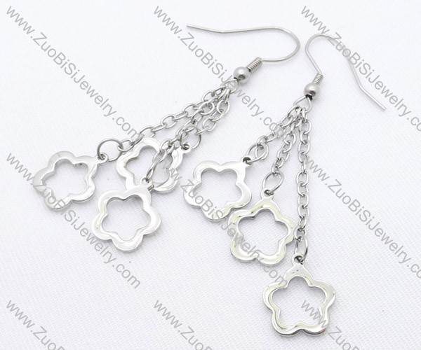 3 Plum Blossoms Stainless Steel earring - JE050151