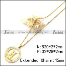 Gold Plating H Rhinestone Pendant Chain n001697