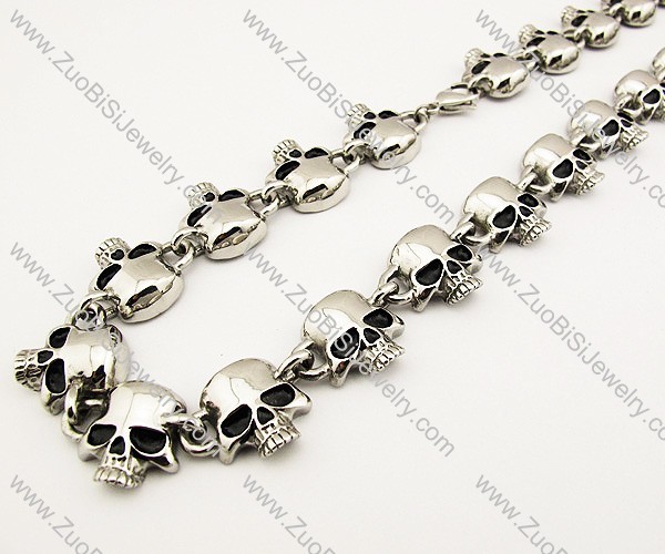 All Skull Heads Stainless Steel Necklace in 24 inch -JN170004