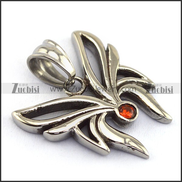 small cute butterfly pendant with red rhinestone p002091