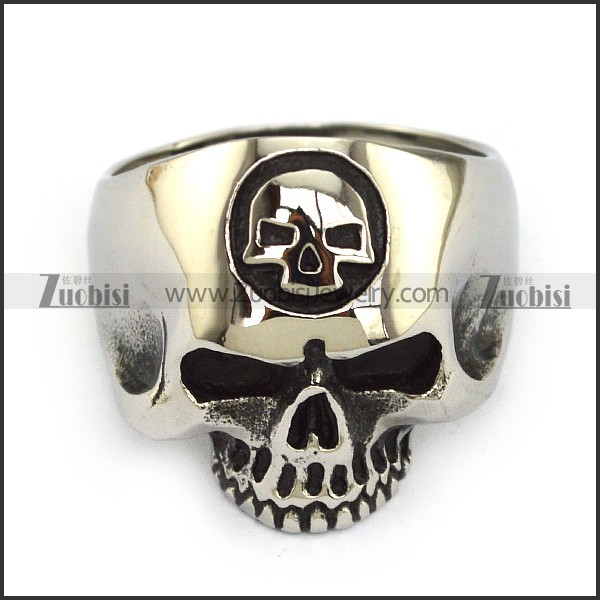 Stainless Steel Skull Ring - JR350090