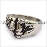 316L Skull Fist Ring Crafted Casting in Stainless Steel -JR430004