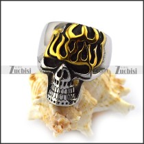 Gold Plating Flame Skull Ring r004552