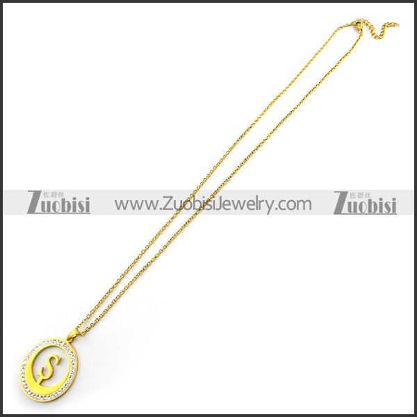 Initial S Letter Charm Necklace n001708