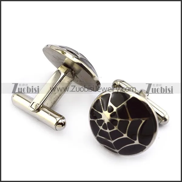 black spider net stainless steel cufflink