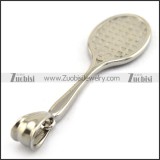 Silver Stainless Steel Badminton Racket Pendant p003390