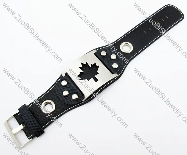 Stainless Steel Maple Leaf Leather Bracelet -JB140049