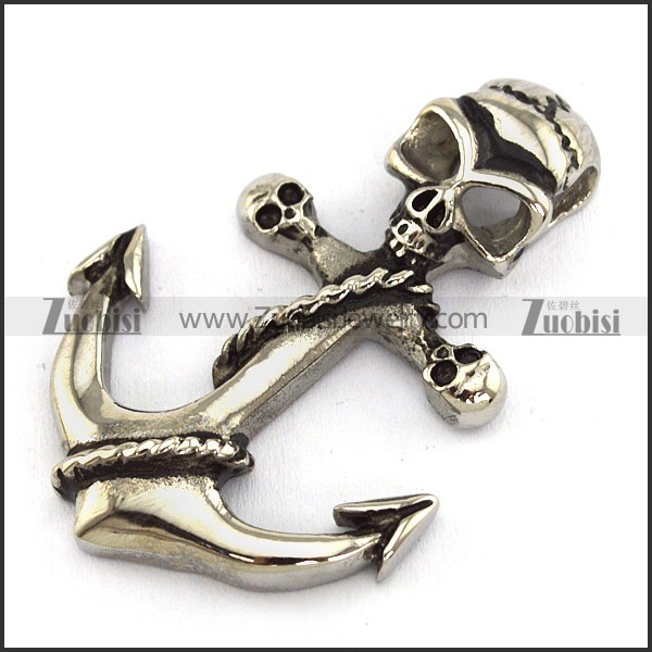 Big Skull Head Anchor Pendant p003761