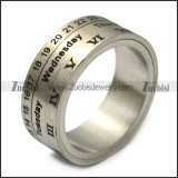 silver three layers time spinner ring r005373