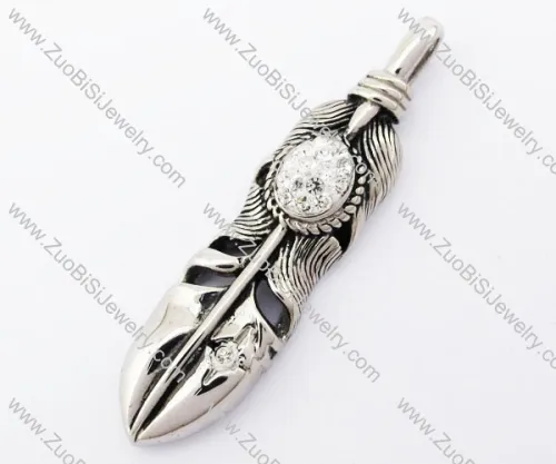 Stainless Steel Transparent Stone Pendant - JP420029