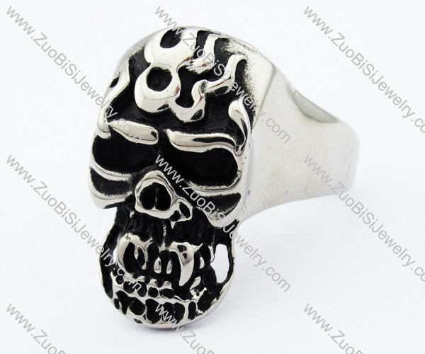 Stainless Steel Fire Skull Ring -JR330016