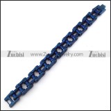 Blue Plating Stainless Steel Bicycle Chain Bracelet for Bikers b004822